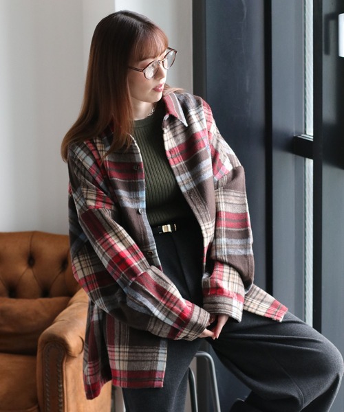 BEVERLY HILLS POLO CLUB】シャギーチェックシャツジャケット（シャツ