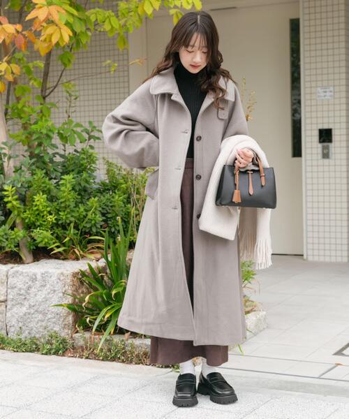 ITEMS URBANRESEARCH（アイテムズ アーバンリサーチ）の「尾州ウールスタンドカラーコート（その他アウター・レディース・チェック/ベージュ系その他/ブラック・FREE）」の18枚目の写真