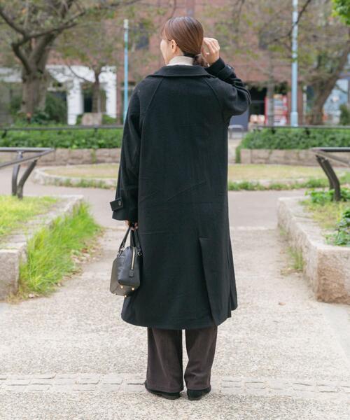 ITEMS URBANRESEARCH（アイテムズ アーバンリサーチ）の「尾州ウールスタンドカラーコート（その他アウター・レディース・チェック/ベージュ系その他/ブラック・FREE）」の8枚目の写真