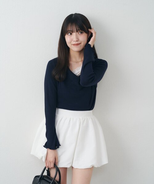 mline（エムライン）の「[mline]バルーンスカート（スカート・レディース・ベージュ/オフホワイト/ブラック・1/2）」の5枚目の写真