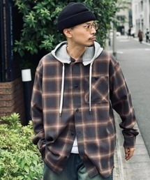 チェック フード付き ネルシャツ」に該当するメンズのシャツ/ブラウス