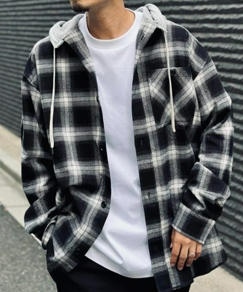 店頭で人気】【BACK NUMBER】フード付きオーバーサイズチェック