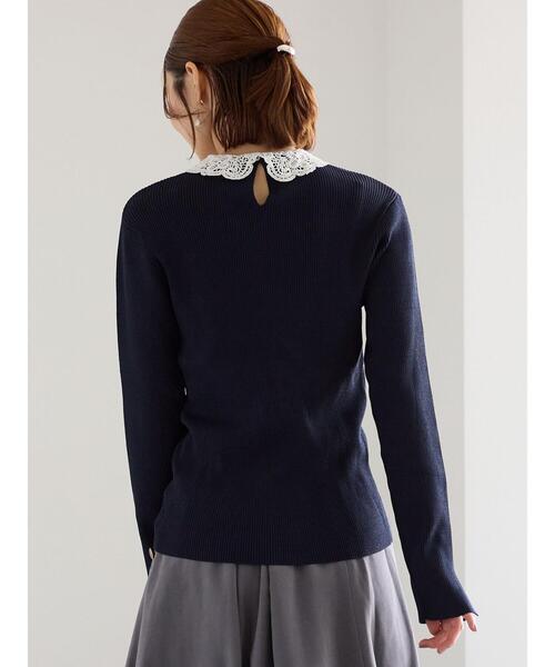 Te chichi（テチチ）の「ケミカルレースカラーリブニット（ニット/セーター・レディース・ネイビー/チャコールグレー/グリーン・F）」の13枚目の写真