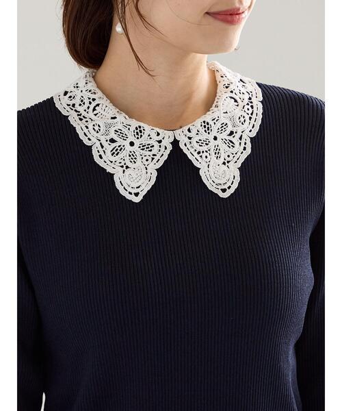 Te chichi（テチチ）の「ケミカルレースカラーリブニット（ニット/セーター・レディース・ネイビー/チャコールグレー/グリーン・F）」の15枚目の写真