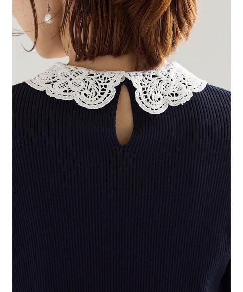 Te chichi（テチチ）の「ケミカルレースカラーリブニット（ニット/セーター・レディース・ネイビー/チャコールグレー/グリーン・F）」の16枚目の写真