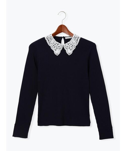 Te chichi（テチチ）の「ケミカルレースカラーリブニット（ニット/セーター・レディース・ネイビー/チャコールグレー/グリーン・F）」の19枚目の写真