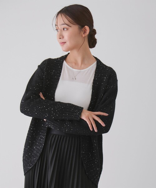Jayro（ジャイロ）の「前開きニットカーディガン（カーディガン/ボレロ・レディース・グレー/ベージュ/ブラック・M）」の4枚目の写真