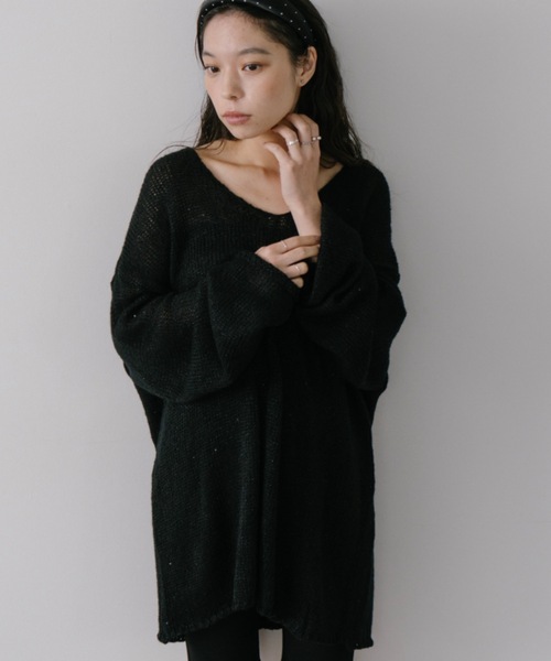 DRWCYS（ドロシーズ）の「スパンコールルーズニット（ニット/セーター・レディース・ブラック/ホワイト・FREE）」の2枚目の写真