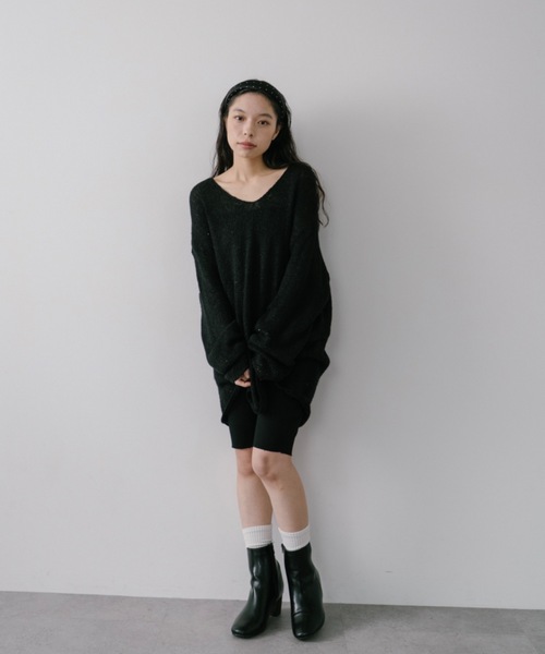 DRWCYS（ドロシーズ）の「スパンコールルーズニット（ニット/セーター・レディース・ブラック/ホワイト・FREE）」の3枚目の写真