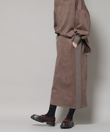 NANO universe（ナノユニバース）の「カットスエードサイドニットラインナロースカート(セットアップ可)（スカート）」