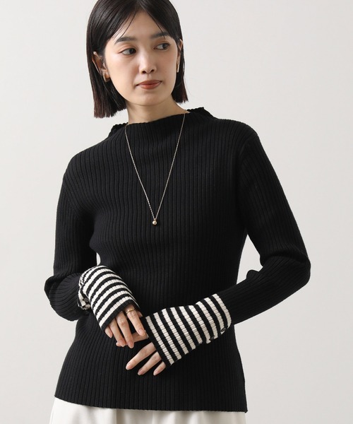 セール】リブボトルネック袖バイカラー（ニット/セーター）｜Gready