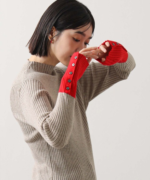 Gready Brilliant（グレディブリリアン）の「リブボトルネック袖バイカラー（ニット/セーター・レディース・グレー系/ホワイト系/ブラック×グレー/ベージュ系その他/ブラック×ホワイト・FREE）」の5枚目の写真