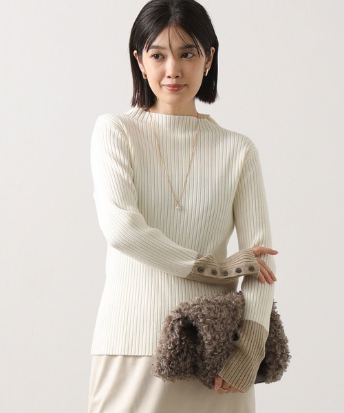 Gready Brilliant（グレディブリリアン）の「リブボトルネック袖バイカラー（ニット/セーター・レディース・グレー系/ホワイト系/ブラック×グレー/ベージュ系その他/ブラック×ホワイト・FREE）」の10枚目の写真