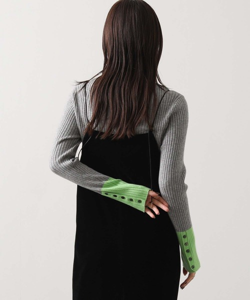 セール】リブボトルネック袖バイカラー（ニット/セーター）｜Gready