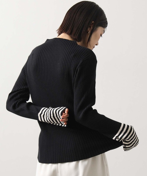 セール】リブボトルネック袖バイカラー（ニット/セーター）｜Gready