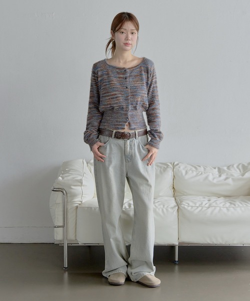 UNE MANSION（ユヌマンション）の「ミックススクエアネックアンゴラぼかしカーディガンニット（カーディガン/ボレロ・レディース・グレー系その他/ブラック系その他/ブルー系その他・FREE）」の7枚目の写真