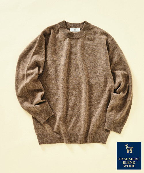 417 EDIFICE（フォーワンセブンエディフィス）の「カシミヤブレンド モックネックニット（ニット/セーター・メンズ・チャコールグレー/ブルー/ブラック/ホワイト/ピンク/ベージュ・SMALL/MEDIUM/LARGE/X-LARGE）」の4枚目の写真