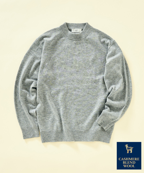 417 EDIFICE（フォーワンセブンエディフィス）の「カシミヤブレンド モックネックニット（ニット/セーター・メンズ・チャコールグレー/ブルー/ブラック/ホワイト/ピンク/ベージュ・SMALL/MEDIUM/LARGE/X-LARGE）」の3枚目の写真