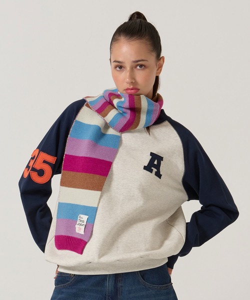 TINA：JOJUN（ティーナジョジュン）の「2025Limited Edition ボーダー マフラー TINA：JOJUN（マフラー・レディース・グリーン/ミント/チェリーピンク・F）」の4枚目の写真