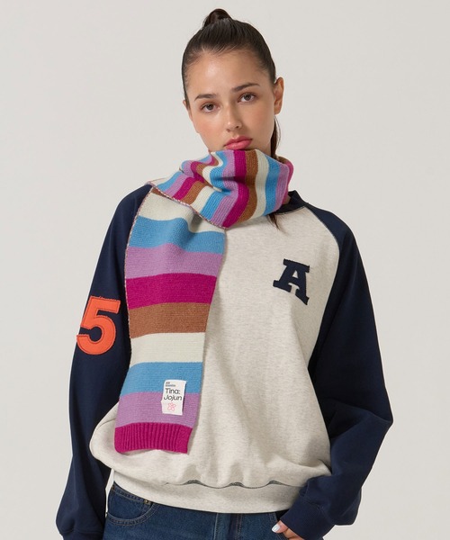 TINA：JOJUN（ティーナジョジュン）の「2025Limited Edition ボーダー マフラー TINA：JOJUN（マフラー・レディース・グリーン/ミント/チェリーピンク・F）」の5枚目の写真