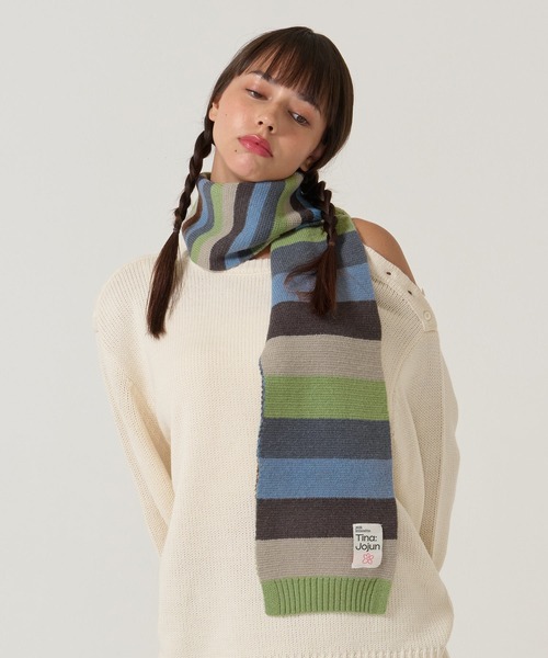 TINA：JOJUN（ティーナジョジュン）の「2025Limited Edition ボーダー マフラー TINA：JOJUN（マフラー・レディース・グリーン/ミント/チェリーピンク・F）」の7枚目の写真