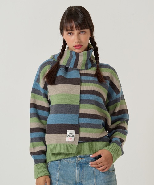 TINA：JOJUN（ティーナジョジュン）の「2025Limited Edition ボーダー マフラー TINA：JOJUN（マフラー・レディース・グリーン/ミント/チェリーピンク・F）」の9枚目の写真