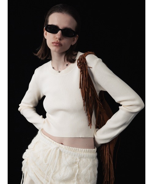 ELCHELE（エルチェレ）の「CREW NECK CROPPED TOP（ニット/セーター・レディース・オフホワイト/ヘザーグレー/ミント・FREE）」の6枚目の写真