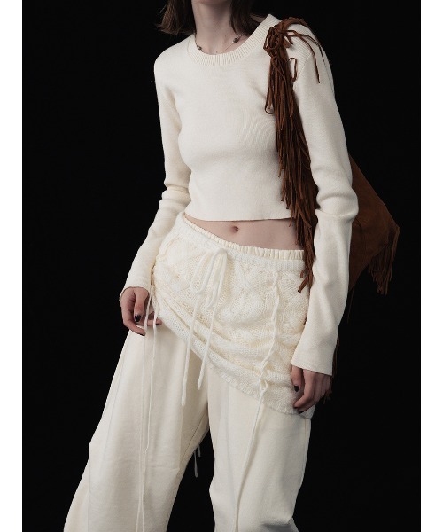 ELCHELE（エルチェレ）の「CREW NECK CROPPED TOP（ニット/セーター・レディース・オフホワイト/ヘザーグレー/ミント・FREE）」の7枚目の写真