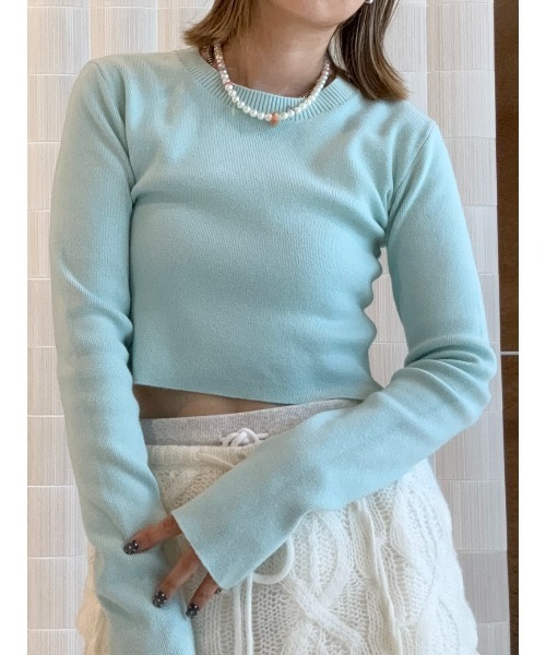 ELCHELE（エルチェレ）の「CREW NECK CROPPED TOP（ニット/セーター・レディース・オフホワイト/ヘザーグレー/ミント・FREE）」の22枚目の写真