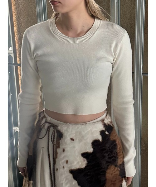ELCHELE（エルチェレ）の「CREW NECK CROPPED TOP（ニット/セーター・レディース・オフホワイト/ヘザーグレー/ミント・FREE）」の18枚目の写真