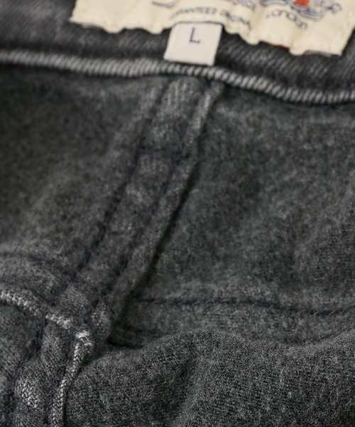 The DUFFER of ST.GEORGE(ザダファーオブセントジョージ)の「FLEECE LINING STRETCH DENIM:裏起毛 ストレッチ スリムジーンズ(デニムパンツ・メンズ・ダークインディゴブルー/グレー・MEDIUM/SMALL/X-LARGE/LARGE)」の6枚目の写真