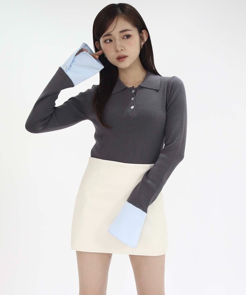 セール】【Luan】LAYERED POLO KNIT/レイヤードポロニット（ニット