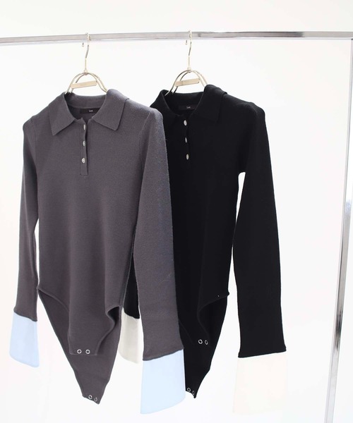 Luan（ルアン）の「【Luan】LAYERED POLO KNIT/レイヤードポロニット（ニット/セーター・レディース・ブラック/グレー・FREE）」の15枚目の写真