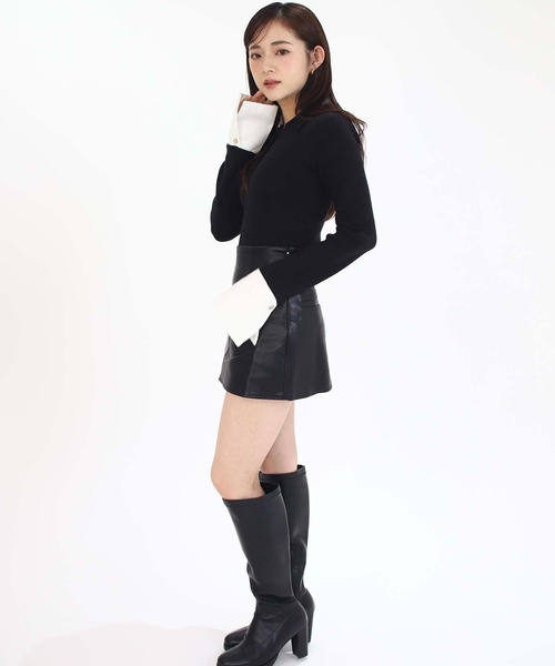 Luan（ルアン）の「【Luan】LAYERED POLO KNIT/レイヤードポロニット（ニット/セーター・レディース・ブラック/グレー・FREE）」の5枚目の写真