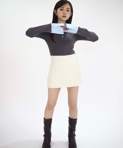 Luan（ルアン）の「【Luan】LAYERED POLO KNIT/レイヤードポロニット（ニット/セーター・レディース・ブラック/グレー・FREE）」の11枚目の写真