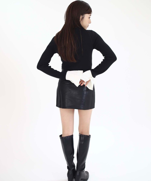 Luan（ルアン）の「【Luan】LAYERED POLO KNIT/レイヤードポロニット（ニット/セーター・レディース・ブラック/グレー・FREE）」の6枚目の写真