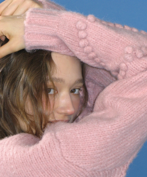RONRON(ロンロン)の「HANDMADE HEART SLEEVE POINT PULLOVER KNIT CREAM PINK(ニット/セーター・レディース・その他・FREE)」の2枚目の写真