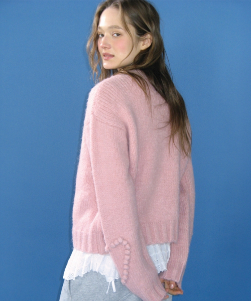 RONRON(ロンロン)の「HANDMADE HEART SLEEVE POINT PULLOVER KNIT CREAM PINK(ニット/セーター・レディース・その他・FREE)」の3枚目の写真