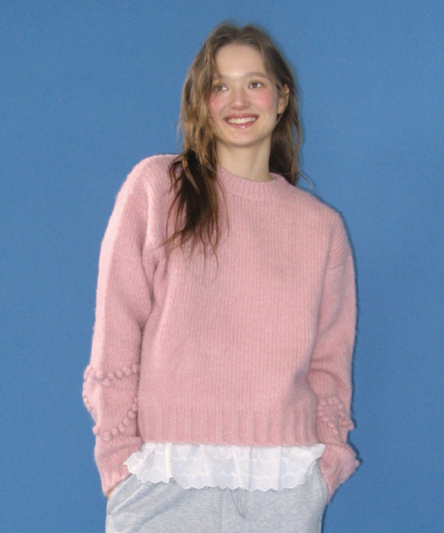 RONRON(ロンロン)の「HANDMADE HEART SLEEVE POINT PULLOVER KNIT CREAM PINK(ニット/セーター・レディース・その他・FREE)」の5枚目の写真