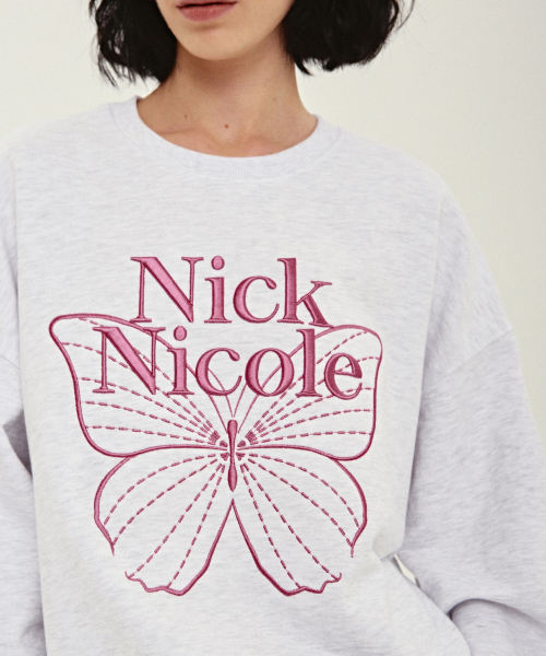 NICK&NICOLE(ニックアンドニコール)の「VOLUME BUTTERFLY SIGNATURE SWEATSHIRT_MELANGE PINK(スウェット・レディース・その他・FREE)」の2枚目の写真
