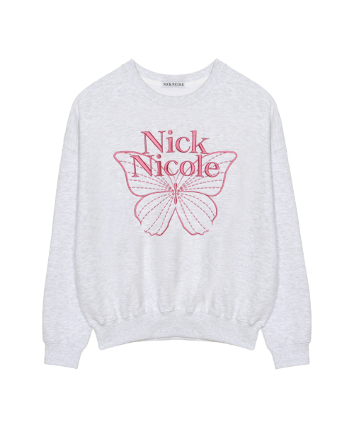 NICK&NICOLE(ニックアンドニコール)の「VOLUME BUTTERFLY SIGNATURE SWEATSHIRT_MELANGE PINK(スウェット・レディース・その他・FREE)」の4枚目の写真