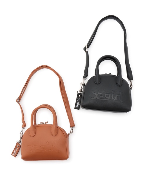 X-girl Stages（エックスガールステージス）の「ロゴ型押し合皮ショルダーバッグ（ショルダーバッグ・キッズ・ブラック/キャメル・F）」の4枚目の写真