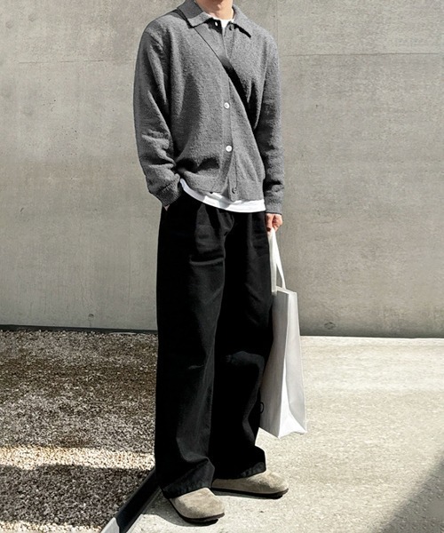 NOWLE(ノウル)の「【NOWLE】ソフトタッチ ポロカラー ニット カーディガン(カーディガン/ボレロ・メンズ・ブラック/ブルー/ダークグレー・MEDIUM/LARGE/X-LARGE)」の21枚目の写真