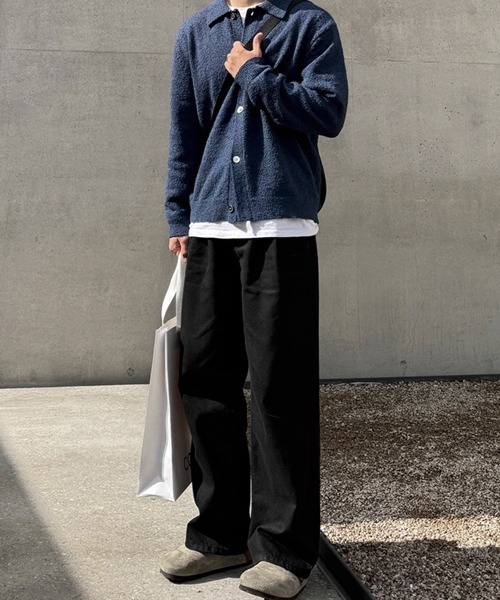 NOWLE(ノウル)の「【NOWLE】ソフトタッチ ポロカラー ニット カーディガン(カーディガン/ボレロ・メンズ・ブラック/ブルー/ダークグレー・MEDIUM/LARGE/X-LARGE)」の5枚目の写真
