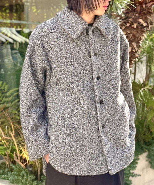 LOVELESS（ラブレス）の「【UNISEX】ブラッシュドループボアブルゾン（ステンカラーコート・メンズ・ブラック/ベージュ系その他3/グレー系その他2・M/L）」の4枚目の写真