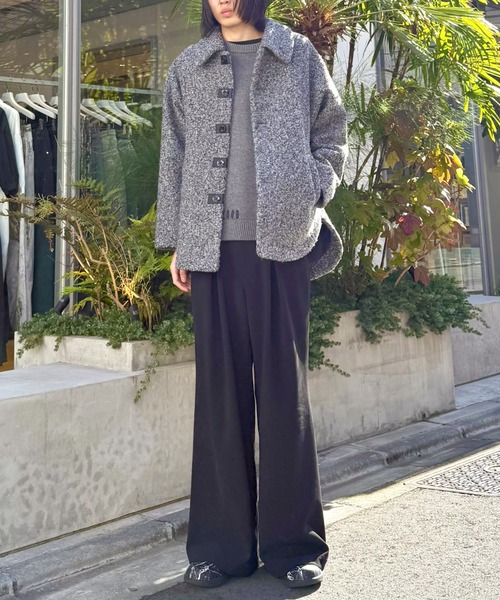 LOVELESS（ラブレス）の「【UNISEX】ブラッシュドループボアブルゾン（ステンカラーコート・メンズ・ブラック/ベージュ系その他3/グレー系その他2・M/L）」の5枚目の写真