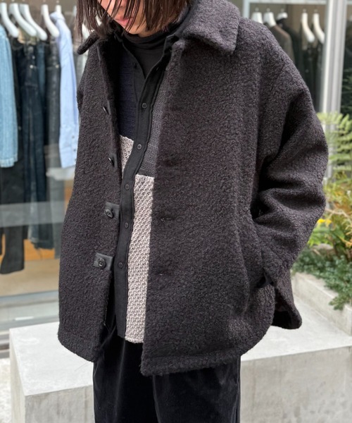 LOVELESS（ラブレス）の「【UNISEX】ブラッシュドループボアブルゾン（ステンカラーコート・メンズ・ブラック/ベージュ系その他3/グレー系その他2・M/L）」の6枚目の写真