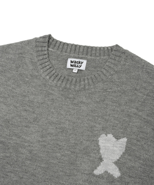 Wacky WiLLy(ワッキーウィリー)の「ワンポイントプルオーバーニットグレー(ニット/セーター・レディース・その他・SMALL/MEDIUM/LARGE/X-LARGE)」の4枚目の写真