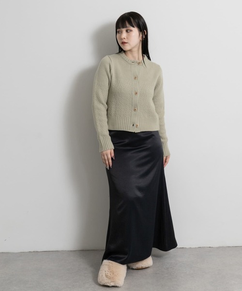 SEAGREEN(シーグリーン)の「SEAGREEN ROCKY MERINO KNIT CARDIGAN(カーディガン/ボレロ・レディース・ベージュ/ライトグレー・FREE)」の6枚目の写真