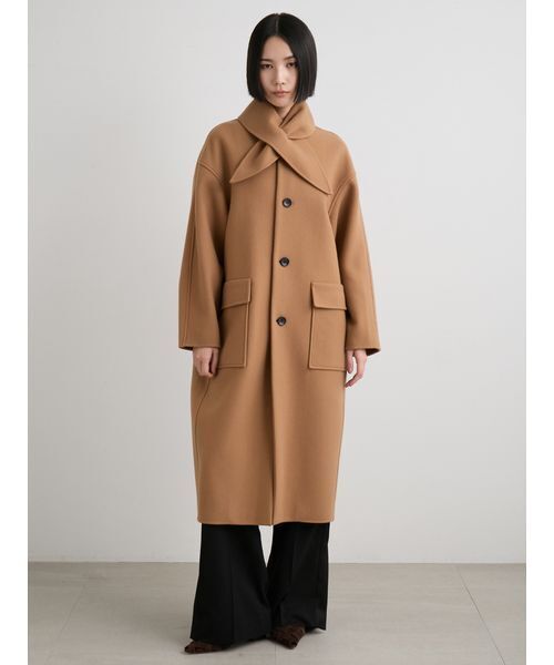 セール】サステナスカーフデザイン接結ロングコート（その他アウター